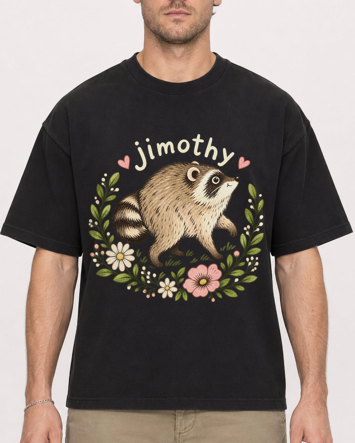 Mockup Boxy Heavyweight Tee Black male close-up 08