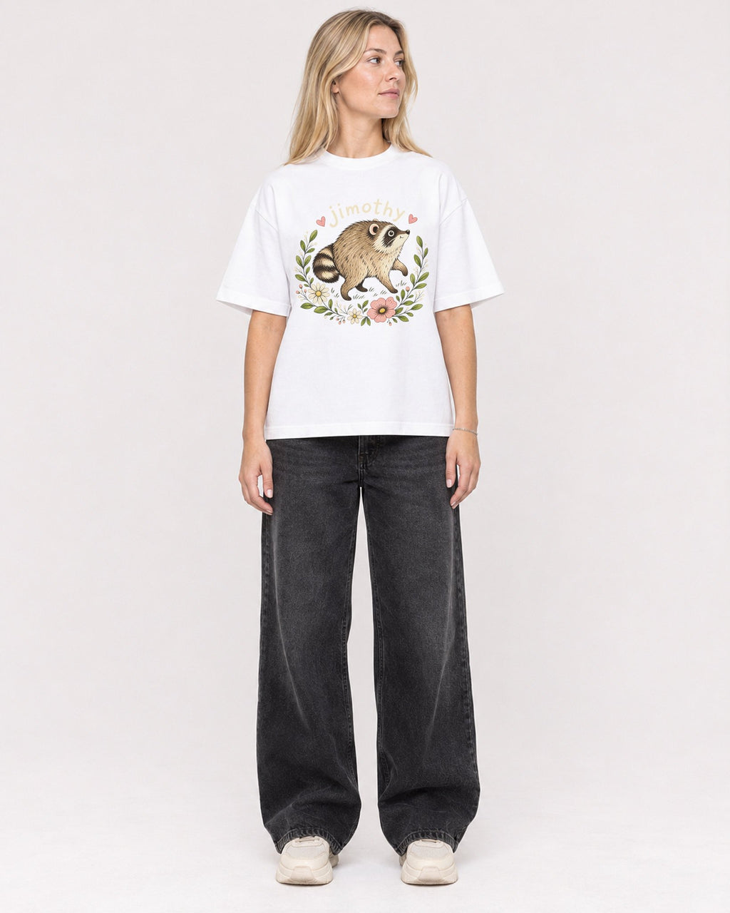 Mockup Boxy Heavyweight Tee White female full-body 08