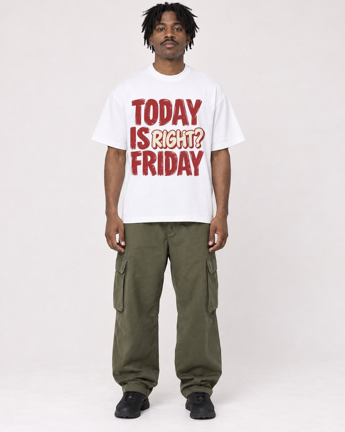 Mockup Boxy Heavyweight Tee White male full-body 04