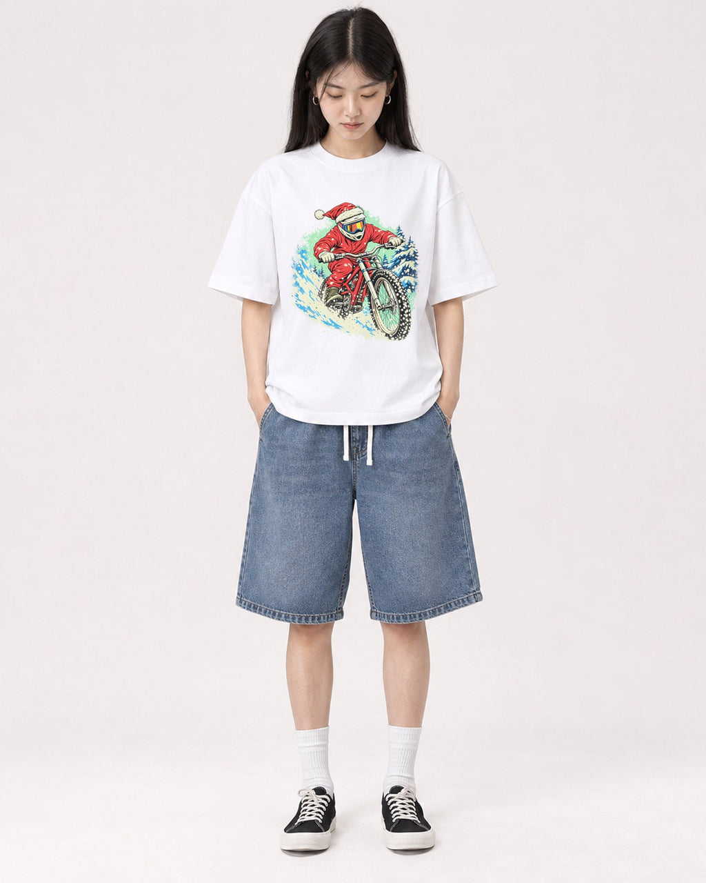 Mockup Boxy Heavyweight Tee White female full-body 01