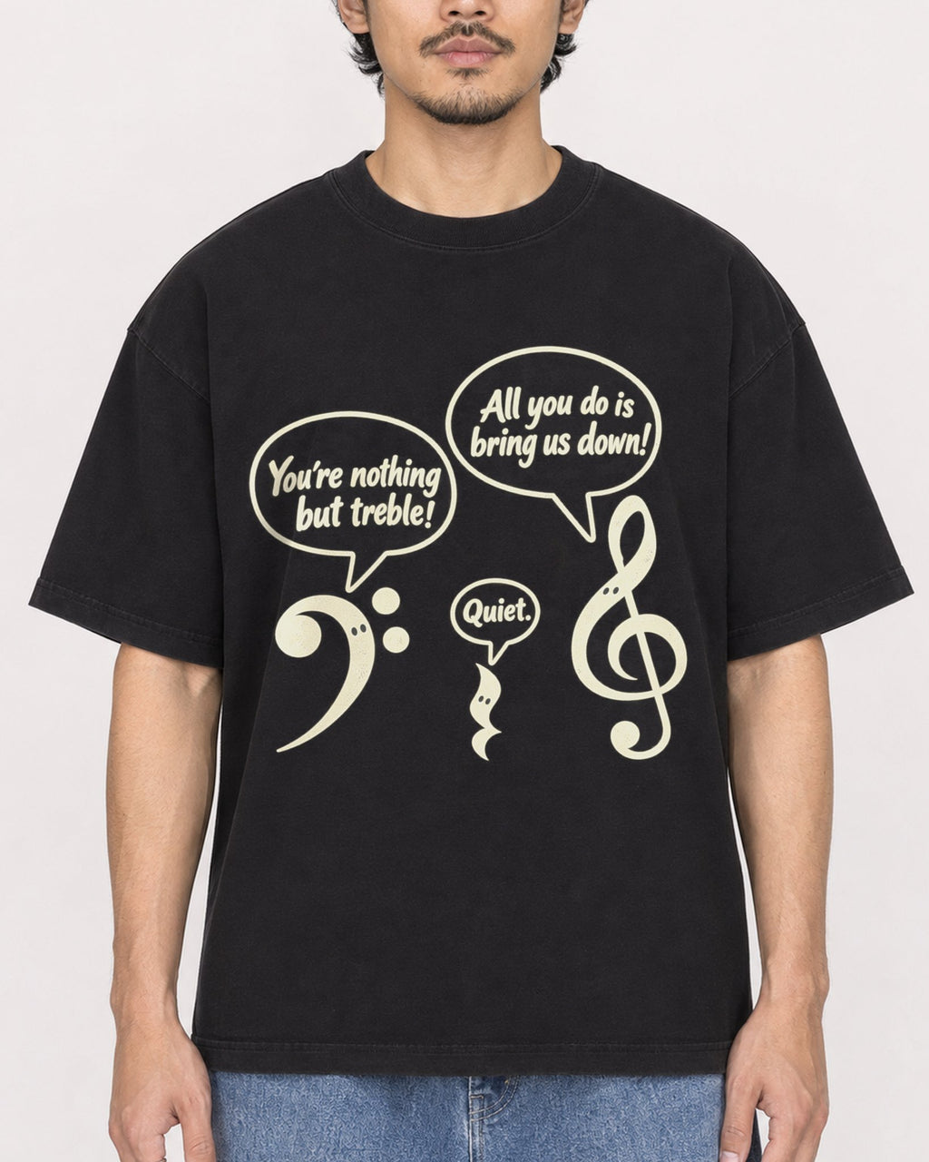Mockup Boxy Heavyweight Tee Black male close-up 02