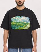 Mockup Boxy Heavyweight Tee Black male close-up 07