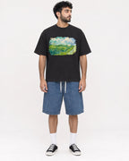 Mockup Boxy Heavyweight Tee Black male full-body 07