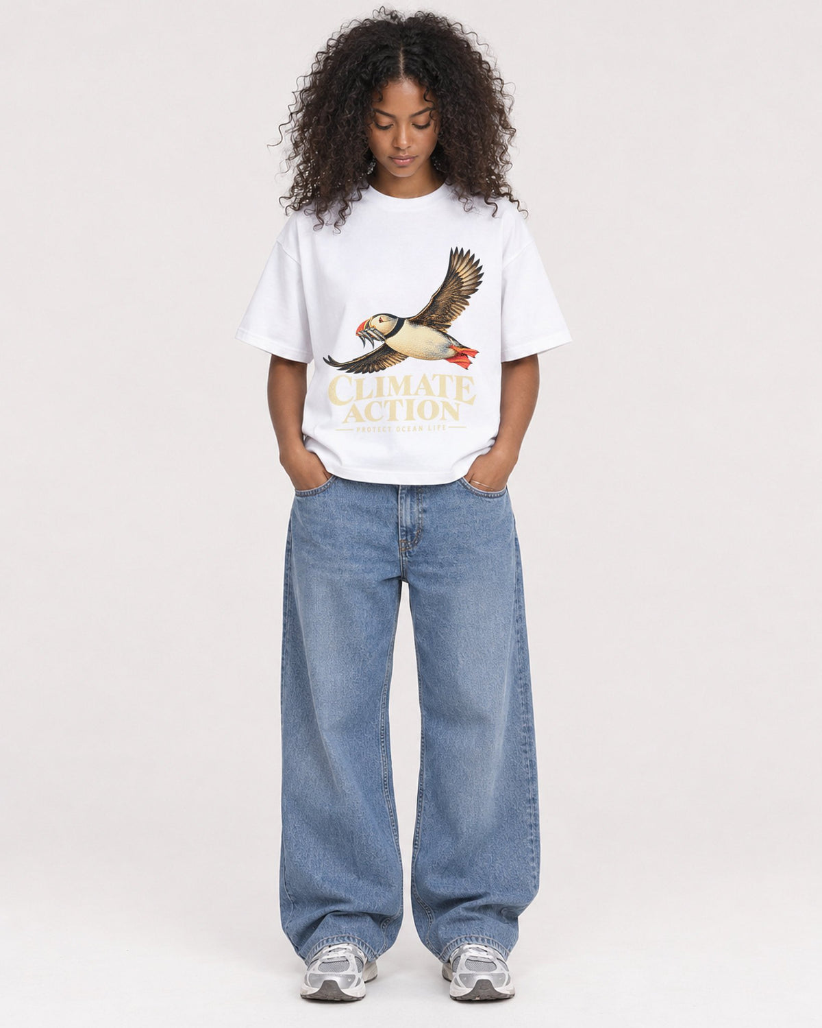 Mockup Boxy Heavyweight Tee White female full-body 05