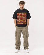 Mockup Boxy Heavyweight Tee Black male full-body 08