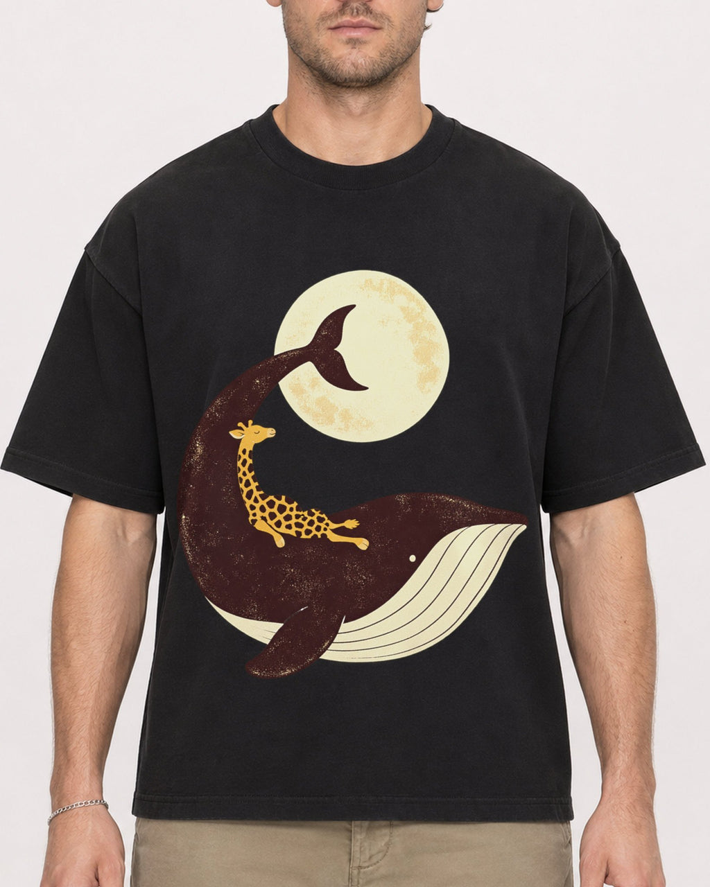 Mockup Boxy Heavyweight Tee Black male close-up 08