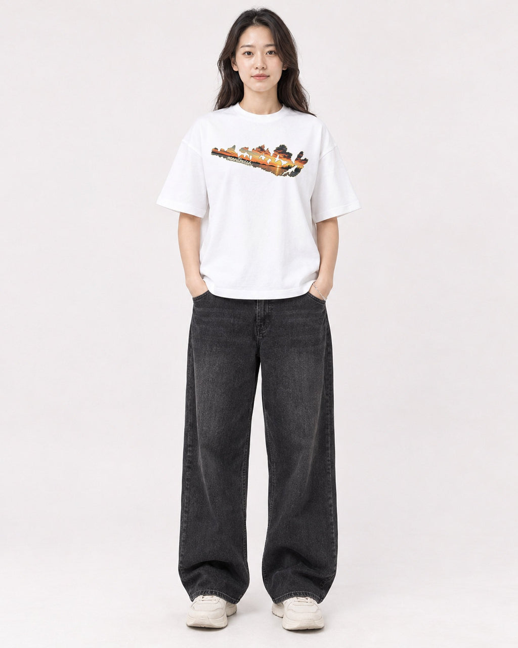 Mockup Boxy Heavyweight Tee White female full-body 03