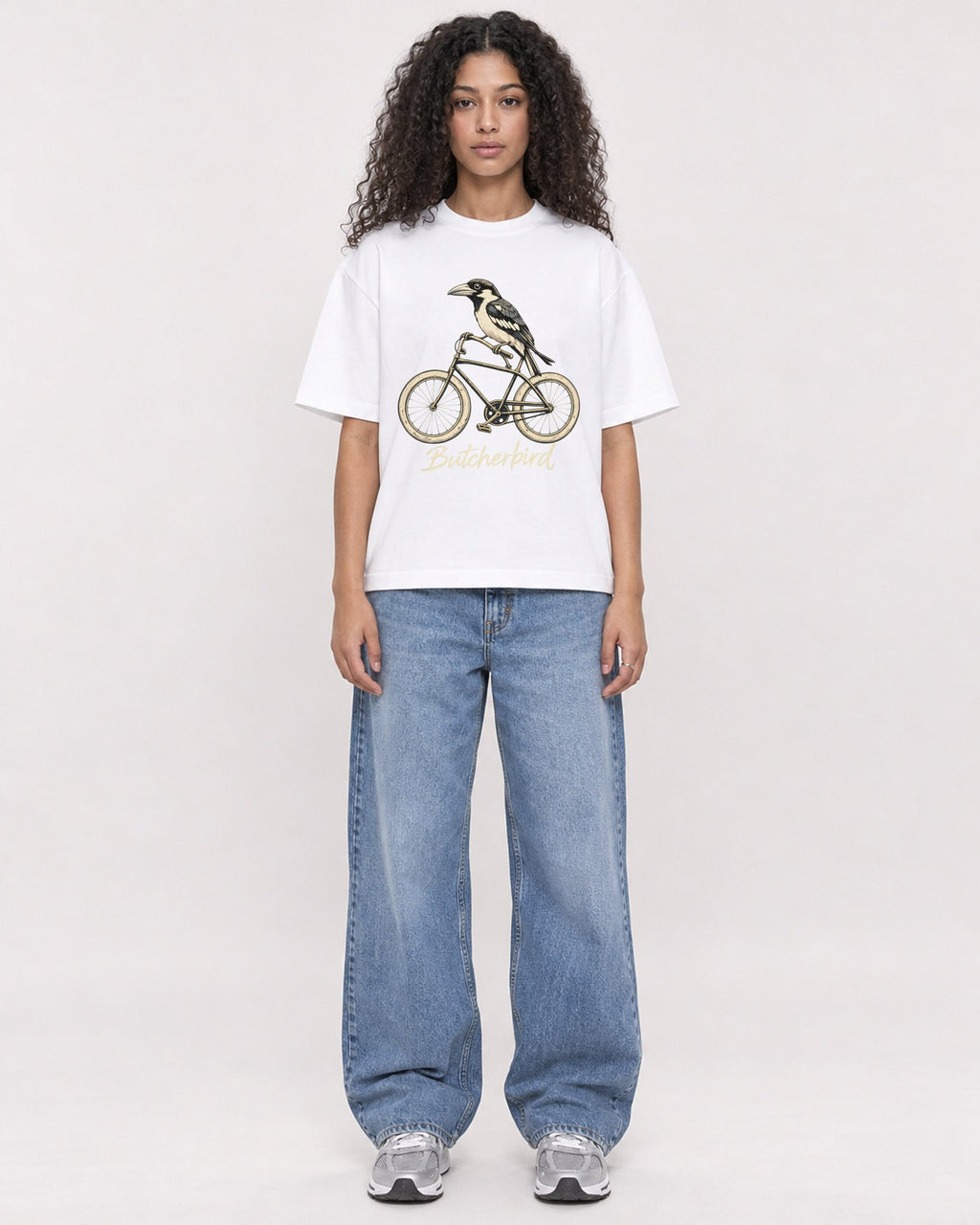 Mockup Boxy Heavyweight Tee White female full-body 10