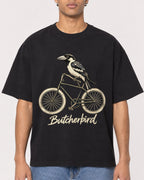 Mockup Boxy Heavyweight Tee Black male close-up 10