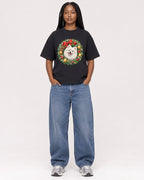 Mockup Boxy Heavyweight Tee Black female full-body 04