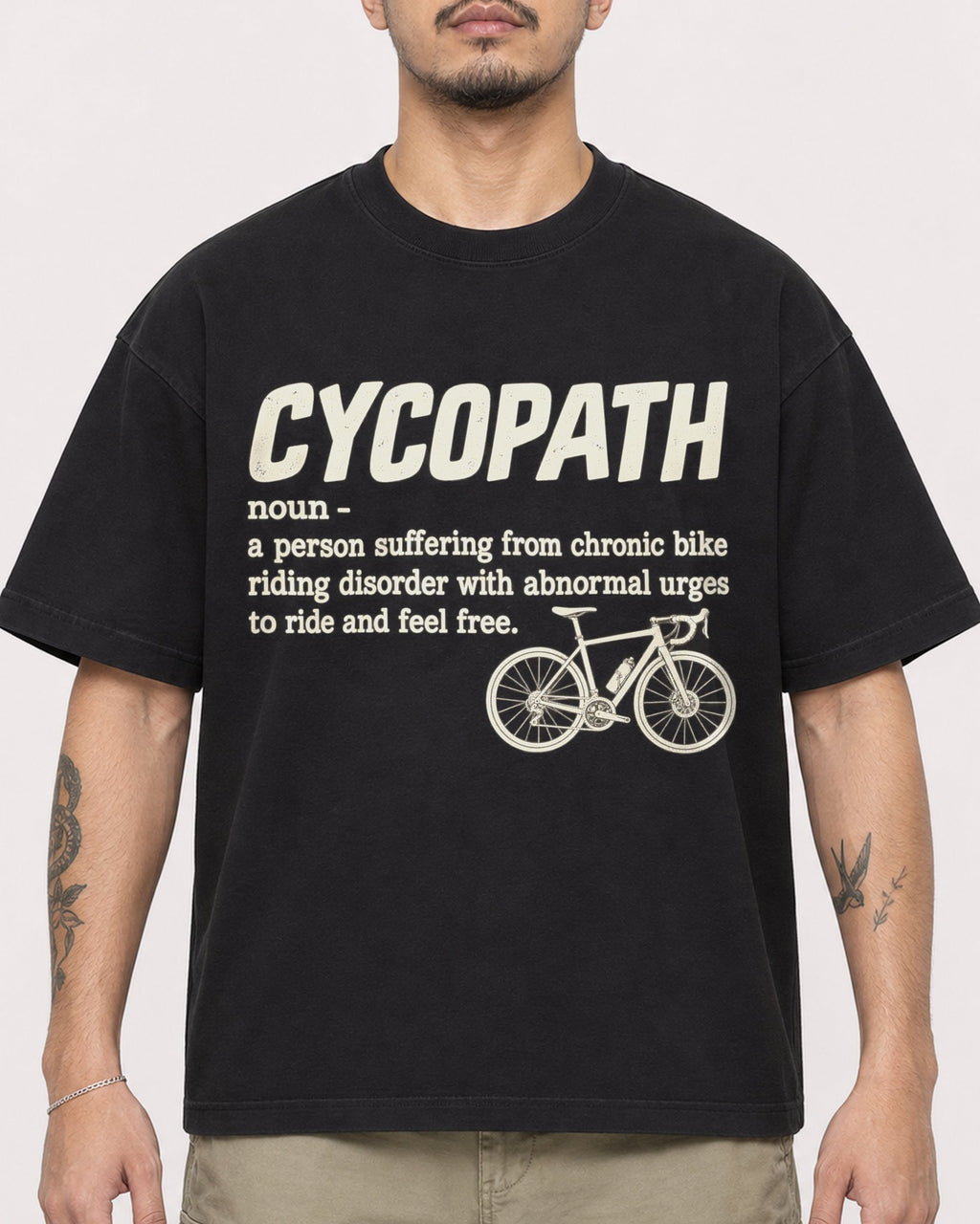 Mockup Boxy Heavyweight Tee Black male close-up 12
