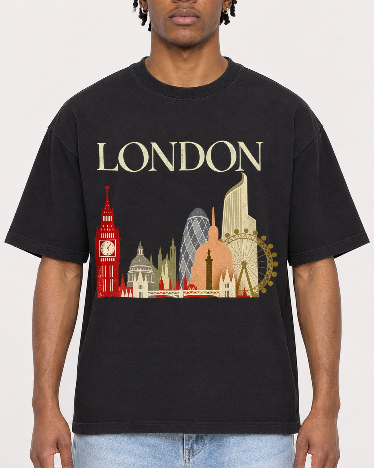 Mockup Boxy Heavyweight Tee Black male close-up 05