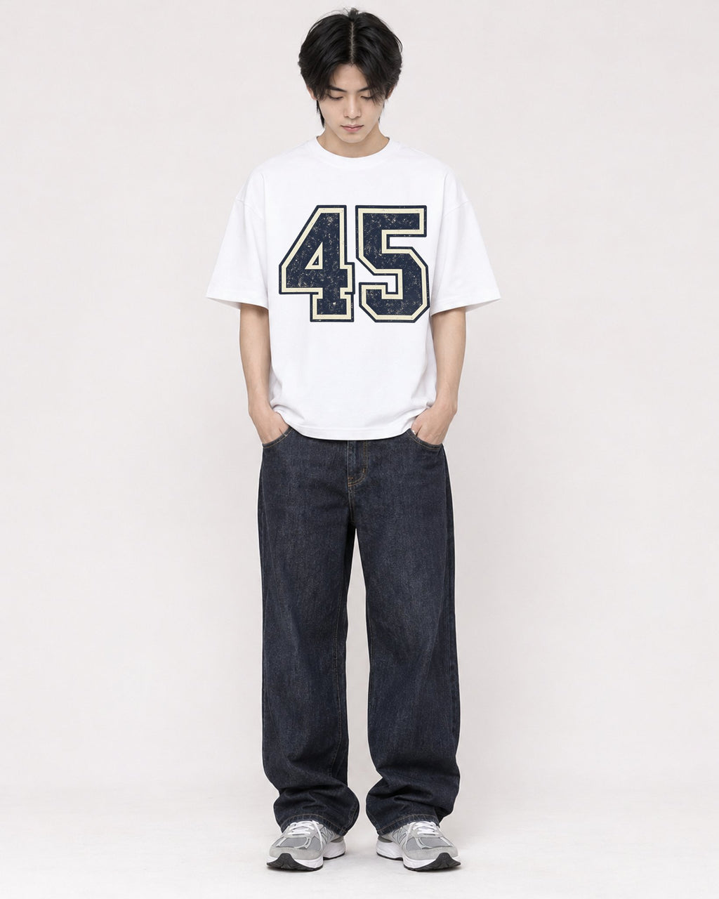 Mockup Boxy Heavyweight Tee White male full-body 11