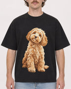 Mockup Boxy Heavyweight Tee Black male close-up 09