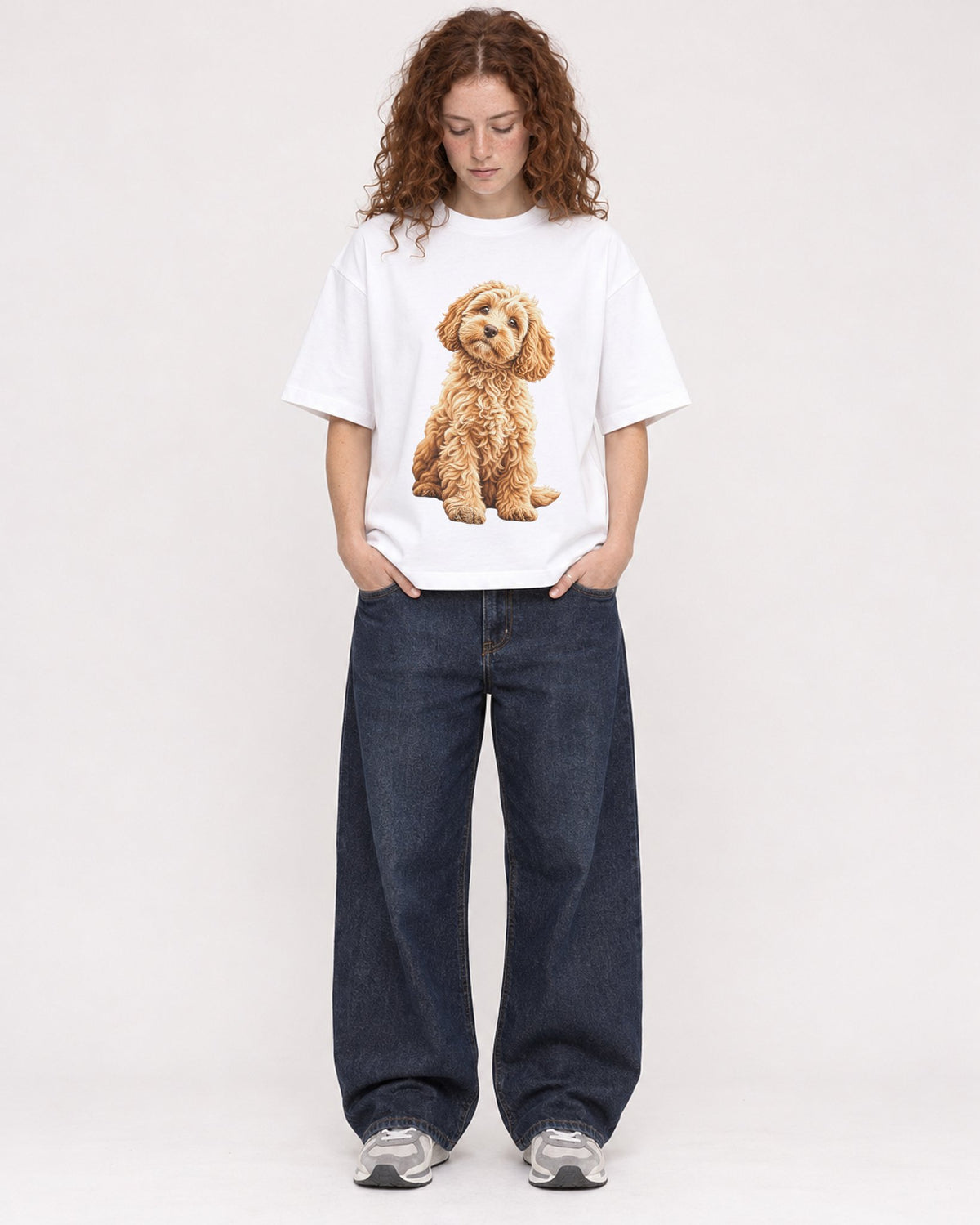 Mockup Boxy Heavyweight Tee White female full-body 09