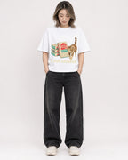Mockup Boxy Heavyweight Tee White female full-body 33