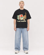 Mockup Boxy Heavyweight Tee Black male full-body 33