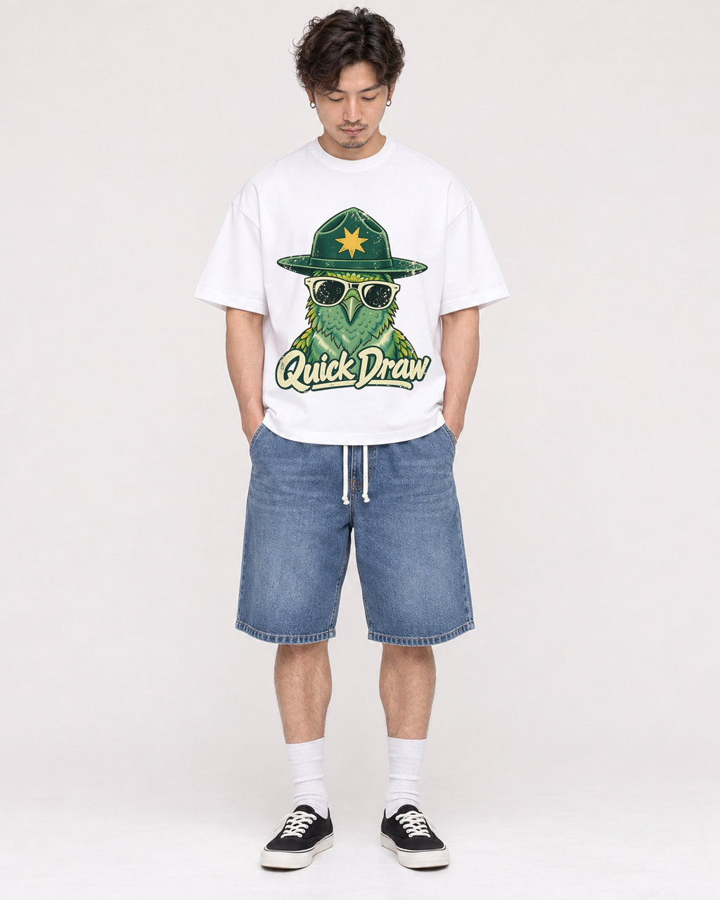 Mockup Boxy Heavyweight Tee White male full-body 03