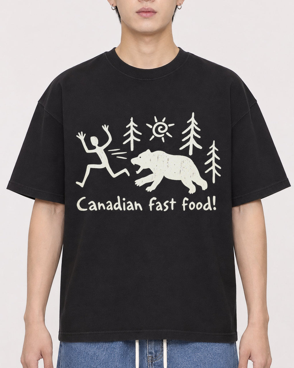 Mockup Boxy Heavyweight Tee Black male close-up 31