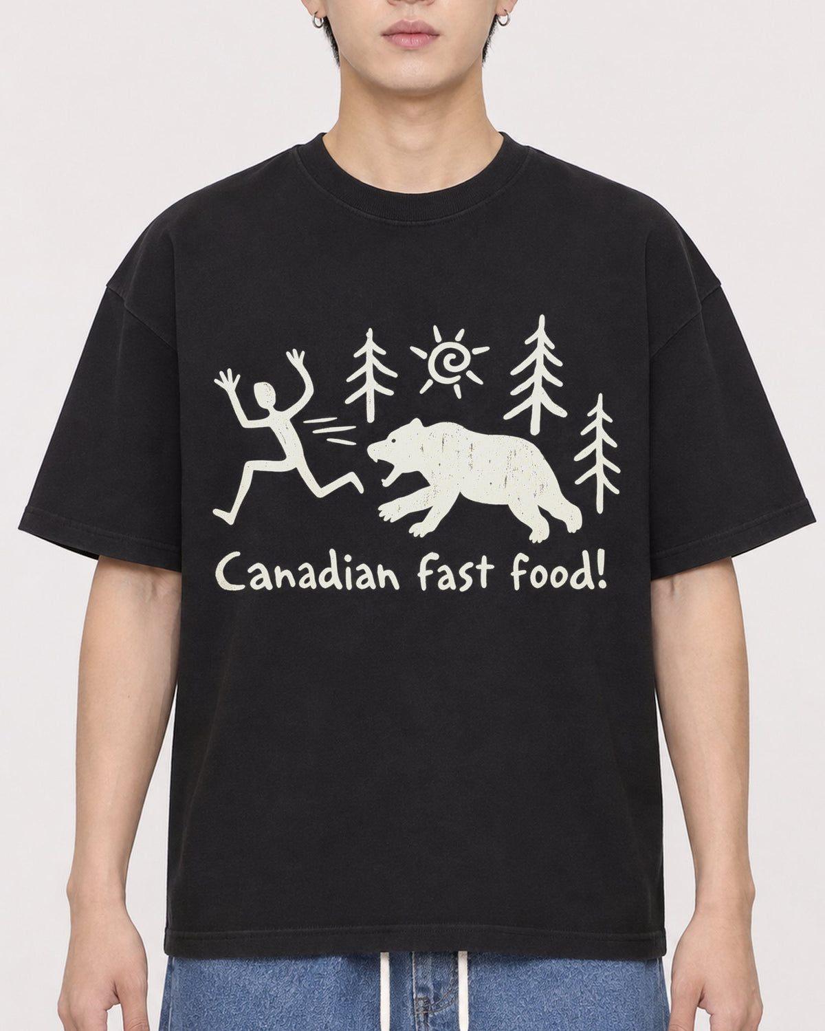 Mockup Boxy Heavyweight Tee Black male close-up 31