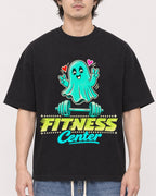 Mockup Boxy Heavyweight Tee Black male close-up 03