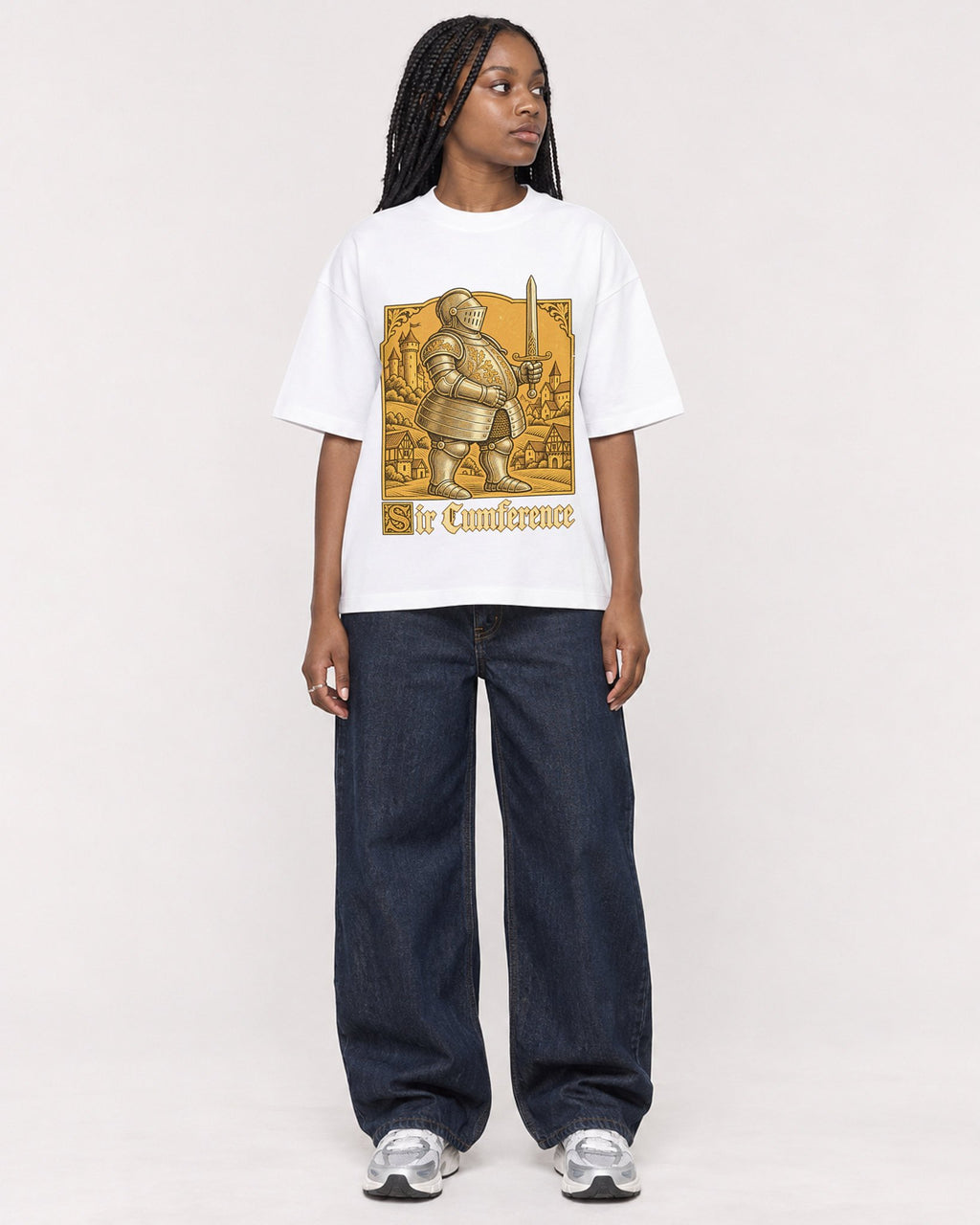 Mockup Boxy Heavyweight Tee White female full-body 04