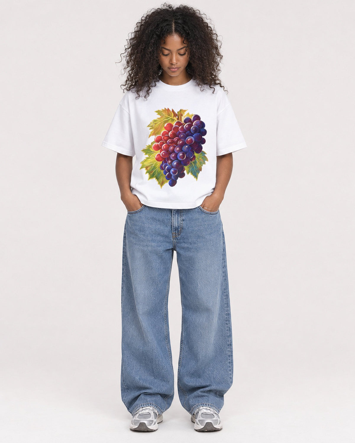 Mockup Boxy Heavyweight Tee White female full-body 05