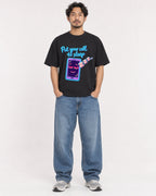 Mockup Boxy Heavyweight Tee Black male full-body 02