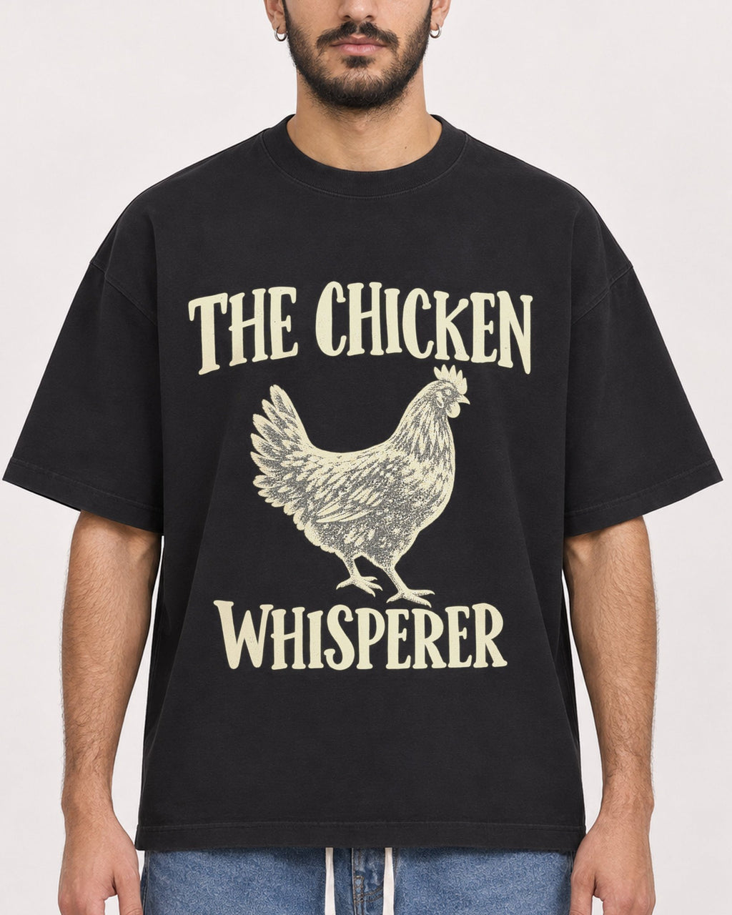 Mockup Boxy Heavyweight Tee Black male close-up 07