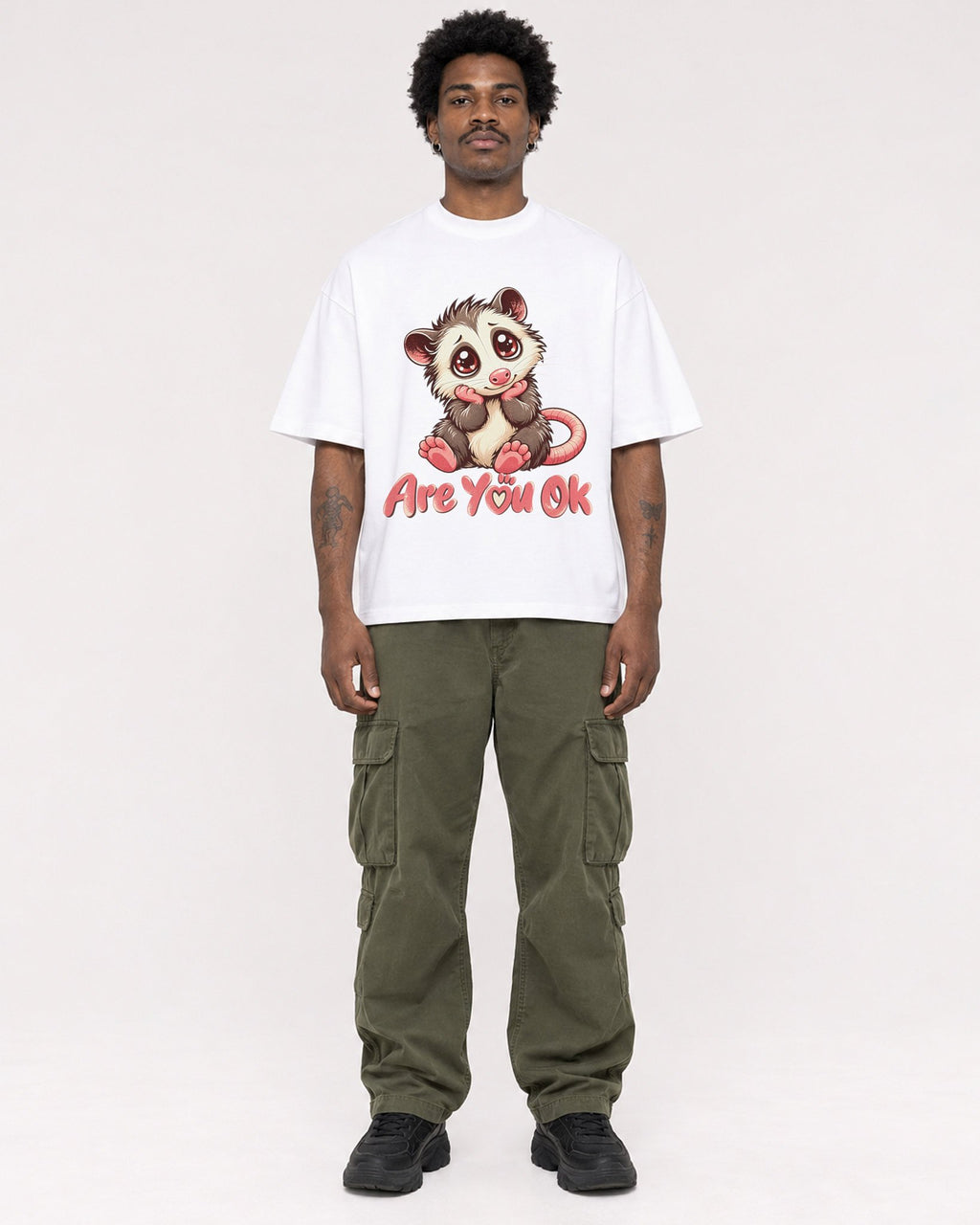 Mockup Boxy Heavyweight Tee White male full-body 24