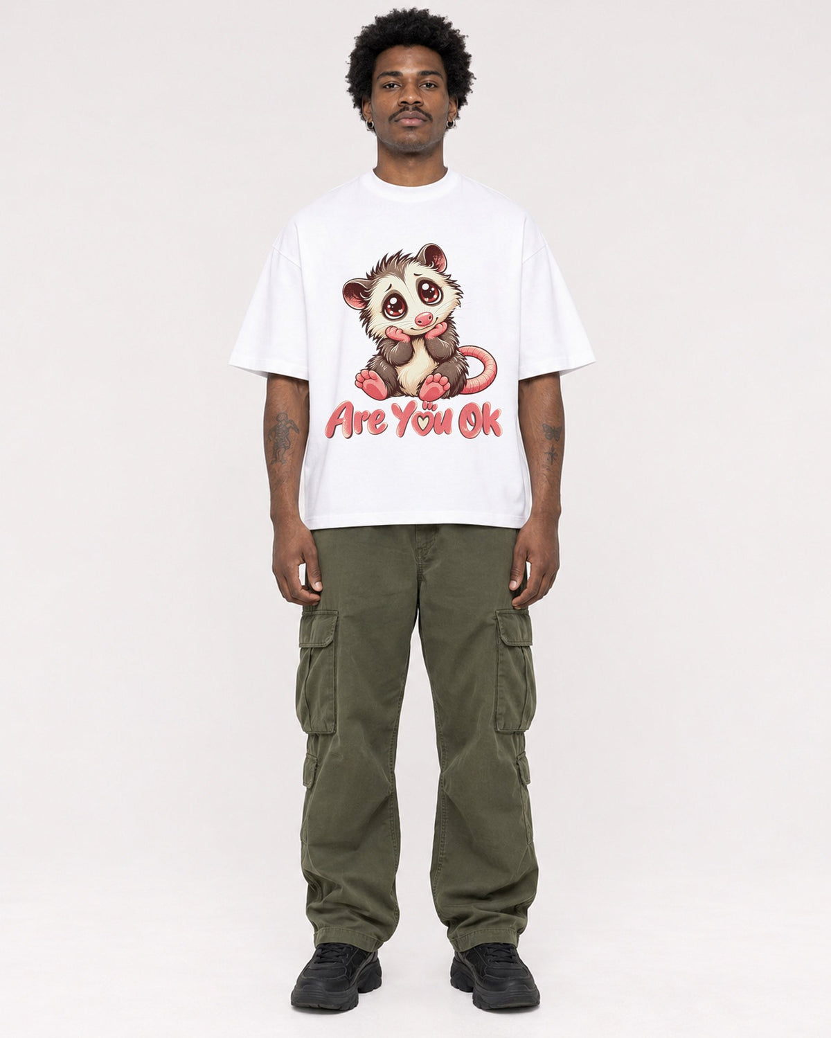Mockup Boxy Heavyweight Tee White male full-body 24