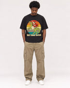 Mockup Boxy Heavyweight Tee Black male full-body 24