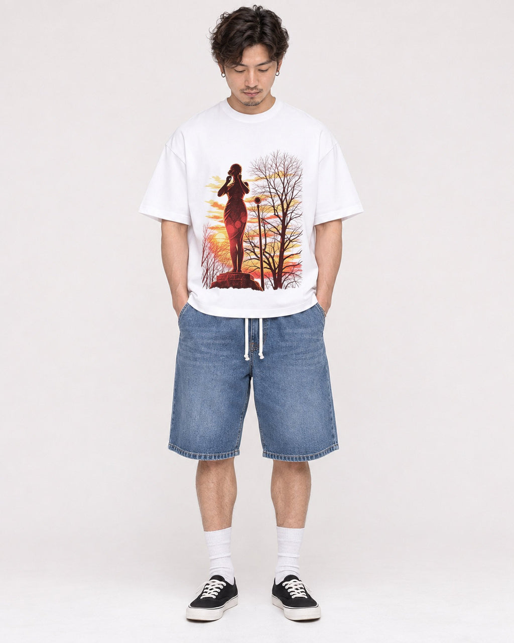 Mockup Boxy Heavyweight Tee White male full-body 03