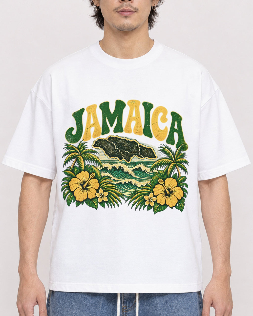Mockup Boxy Heavyweight Tee White male close-up 03