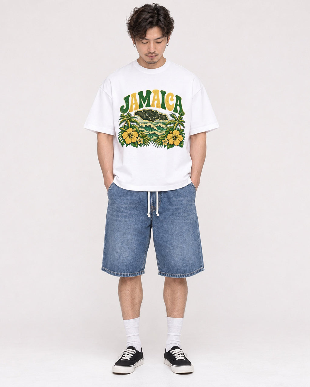 Mockup Boxy Heavyweight Tee White male full-body 03