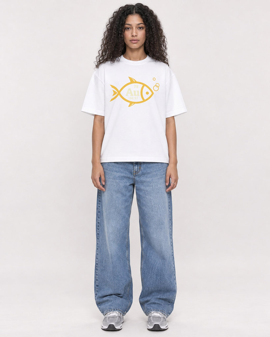 Mockup Boxy Heavyweight Tee White female full-body 10