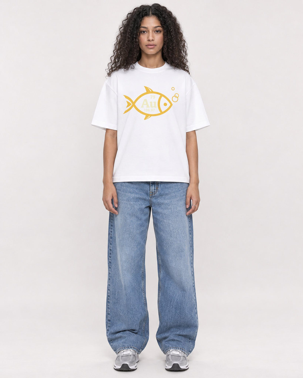 Mockup Boxy Heavyweight Tee White female full-body 10