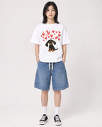 Mockup Boxy Heavyweight Tee White female full-body 31