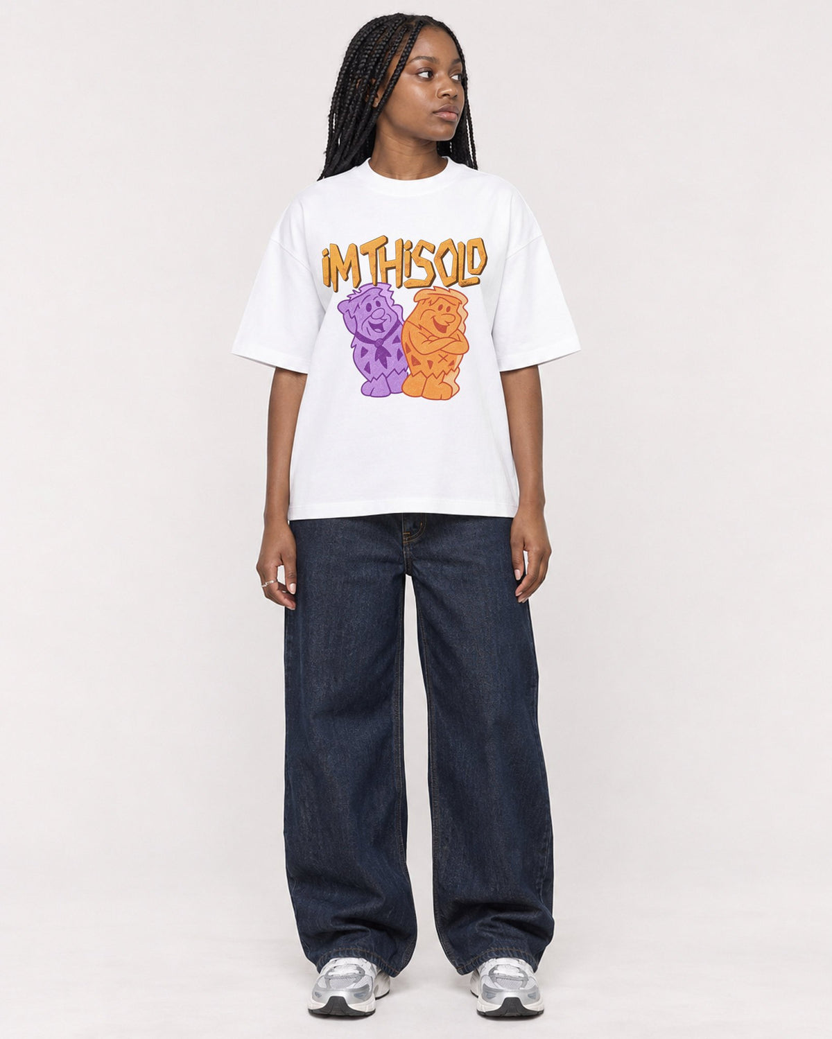 Mockup Boxy Heavyweight Tee White female full-body 04