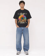 Mockup Boxy Heavyweight Tee Black male full-body 06