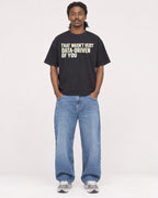 Mockup Boxy Heavyweight Tee Black male full-body 34
