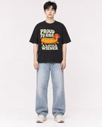 Mockup Boxy Heavyweight Tee Black male full-body 01