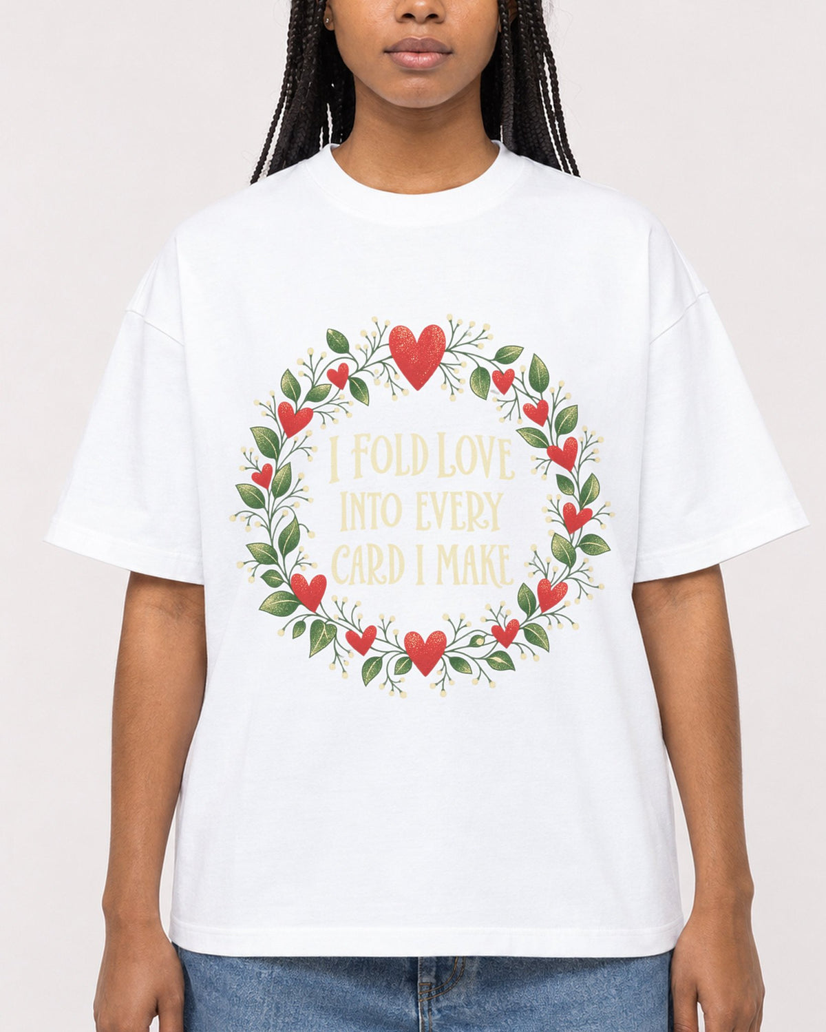 Mockup Boxy Heavyweight Tee White female close-up 45