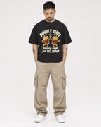 Mockup Boxy Heavyweight Tee Black male full-body 12