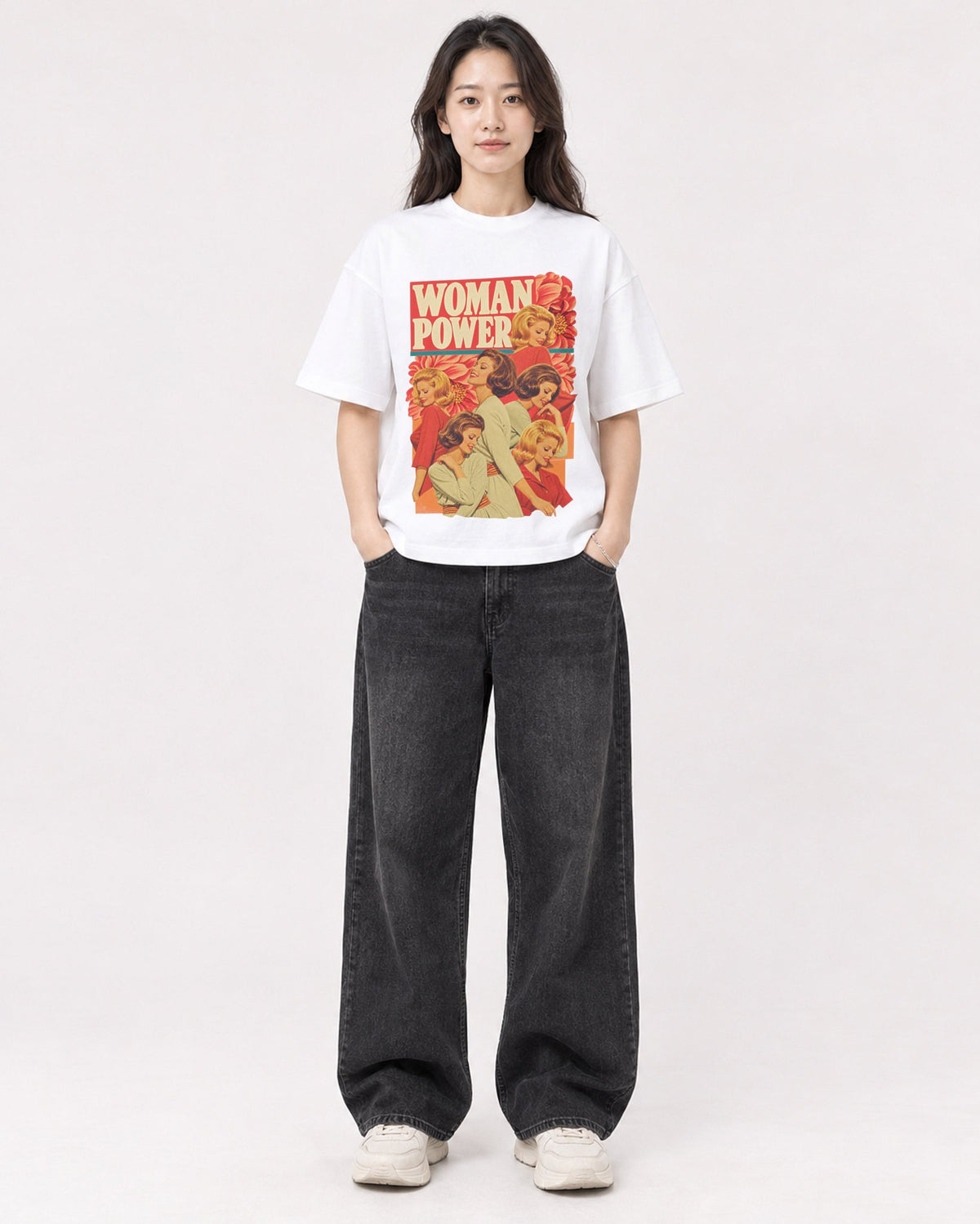 Mockup Boxy Heavyweight Tee White female full-body 03