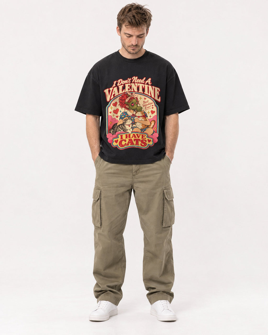 Mockup Boxy Heavyweight Tee Black male full-body 08