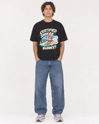Mockup Boxy Heavyweight Tee Black male full-body 30