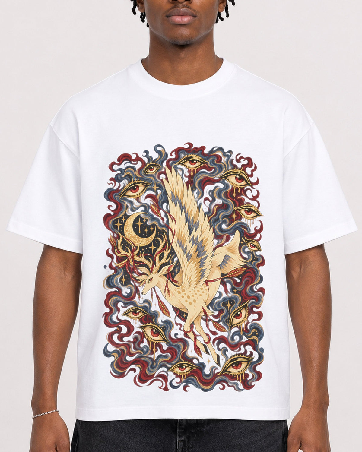 Mockup Boxy Heavyweight Tee White male close-up 05