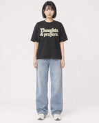 Mockup Boxy Heavyweight Tee Black female full-body 11