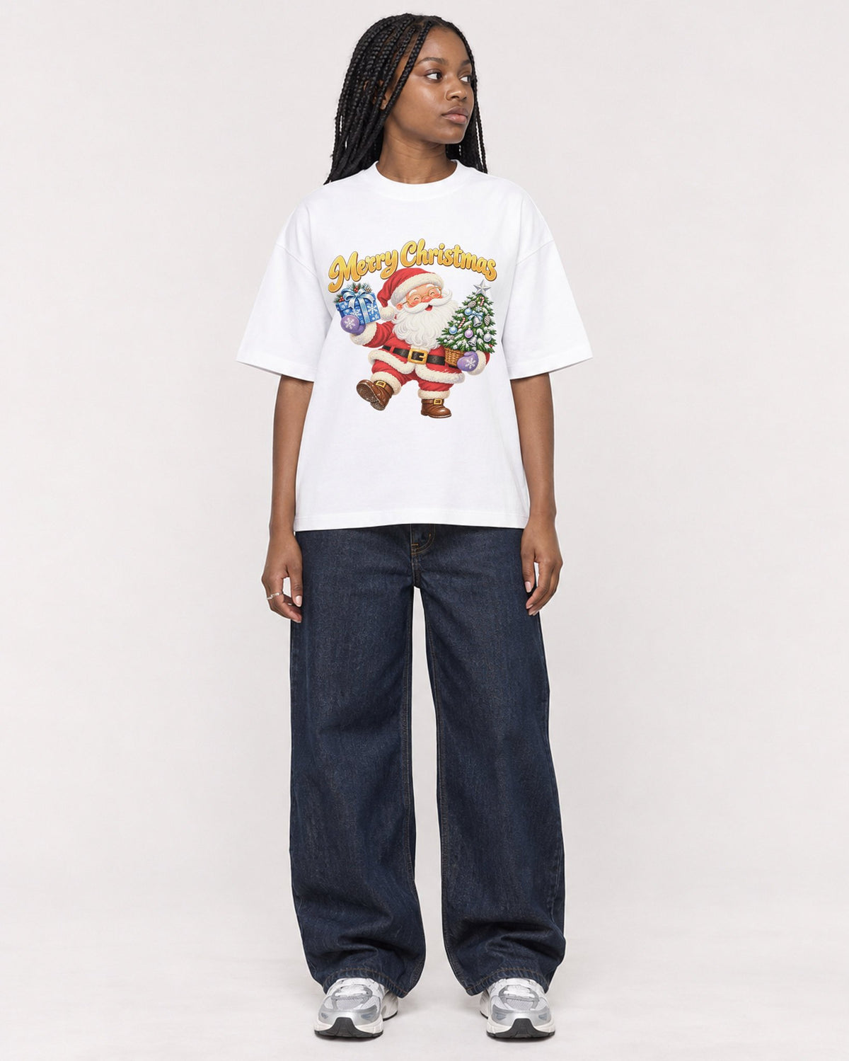 Mockup Boxy Heavyweight Tee White female full-body 04